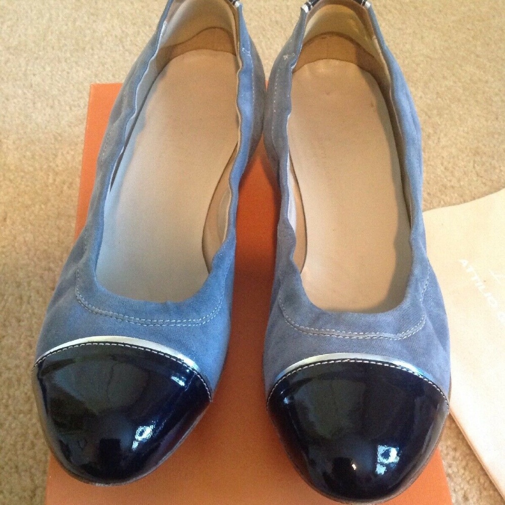 AGL Wedge Suede Pump Navy Sky Silver Women